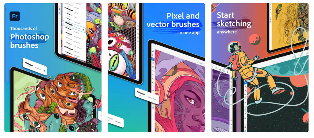 Adobe Fresco, un outil de sketching disponible avec la suite Adobe, une alternative à Procreate